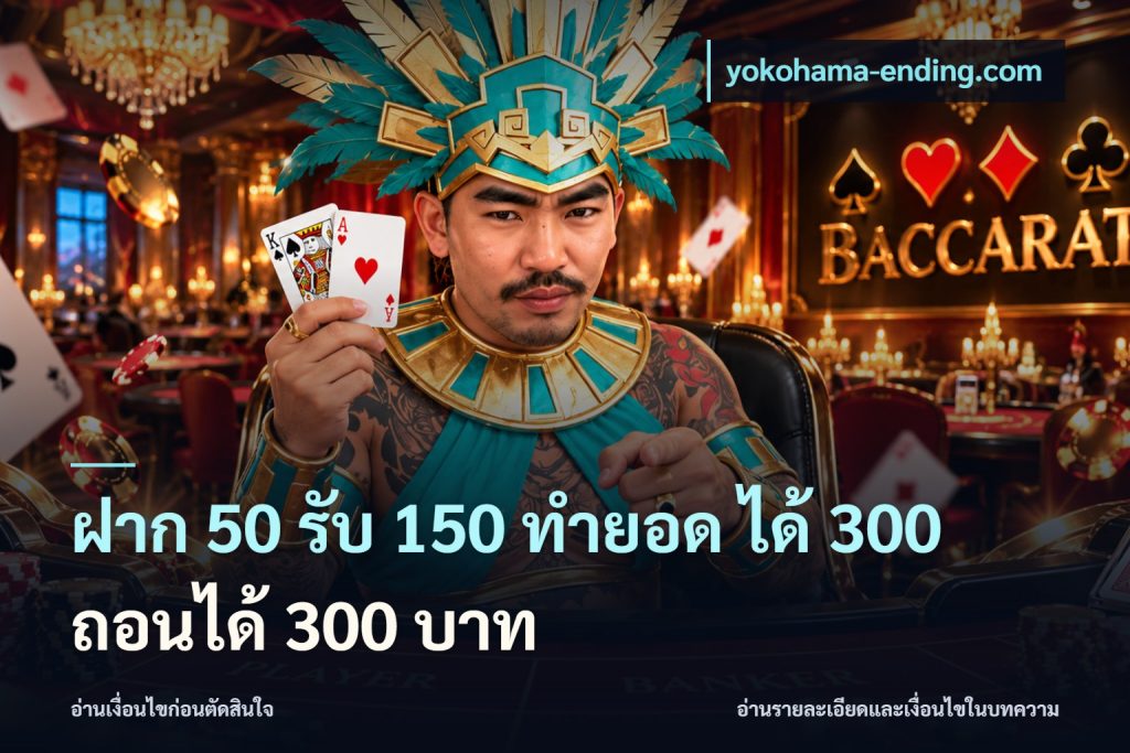ฝาก 50 รับ 150 ทํายอด ได้ 300 ถอนได้ 300 บาท