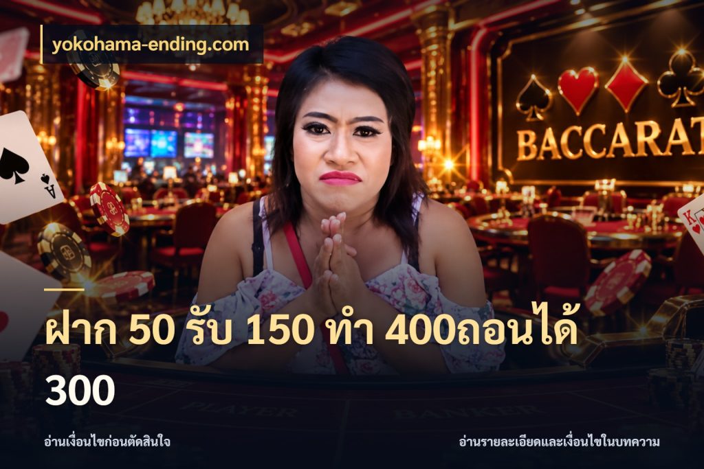 ฝาก 50 รับ 150 ทํา 400ถอนได้ 300 โปรกับเกมที่ชอบเลือกให้ตรงสไตล์ กับ yokohama-ending.com